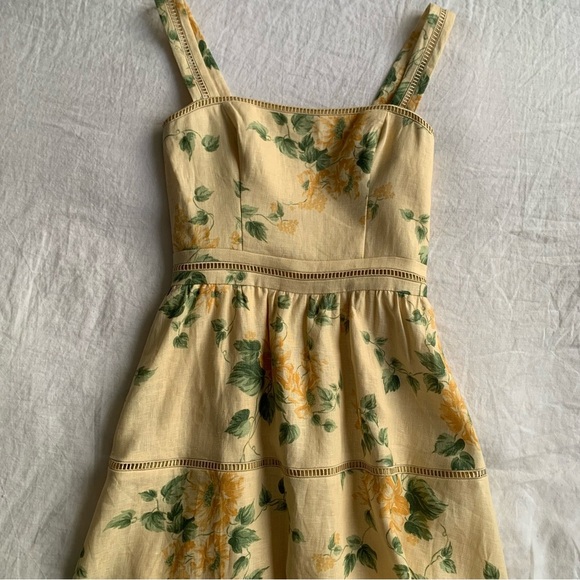 NWT Reformation Everett Linen Tiered Midi Maxi Dress Radiance Yellow Floral - Picture 6 of 9